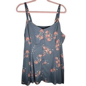Torrid blue gray tank with pink floral print Size 2X